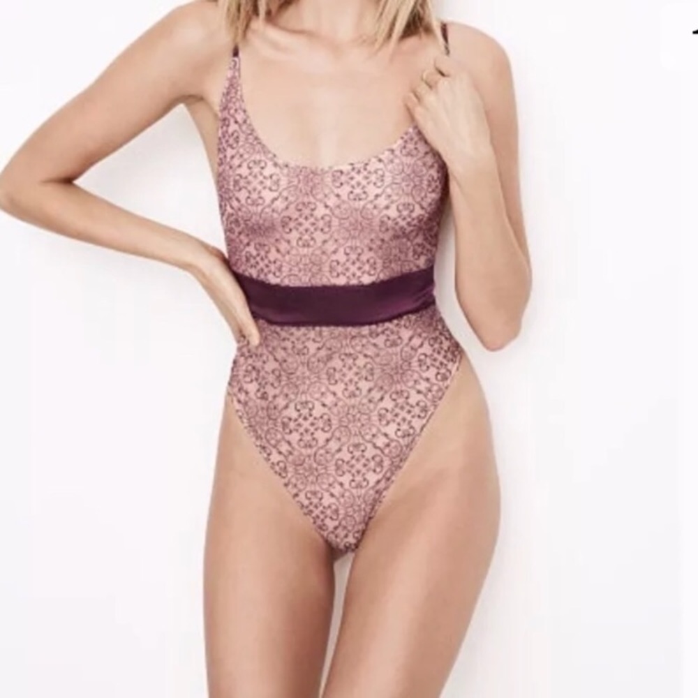 High leg teddy in deep vine